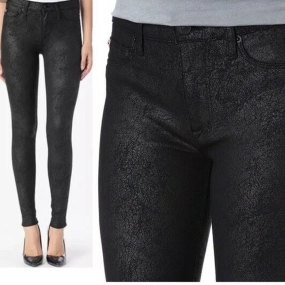 Hudson Nico Midrise Super Skinny Black Crackle Jeans - Picture 1 of 16